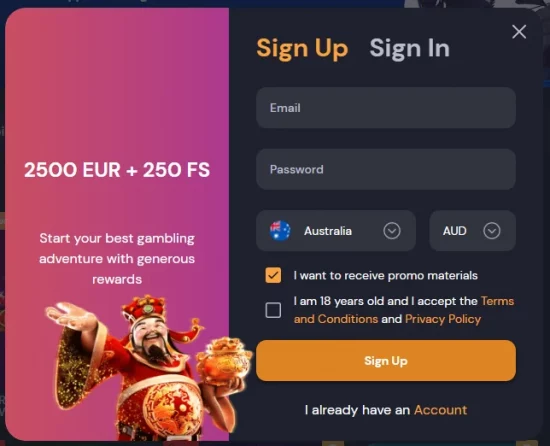 Sign up at Slotozen Casino